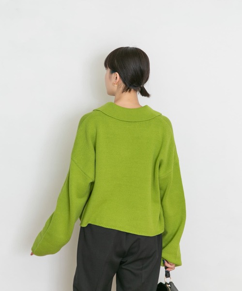 UR Lab.（アーバンリサーチラボ）の「衿付きスキッパーニット（ニット/セーター・レディース・チャコールグレー/ライトグレー/グリーン・FREE）」の22枚目の写真