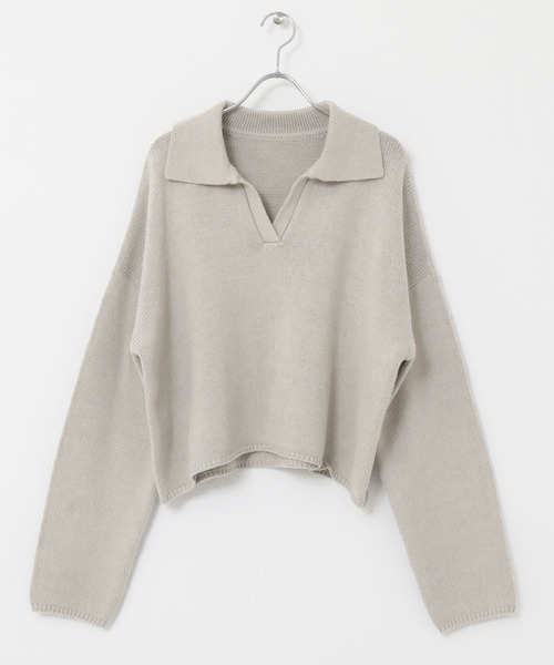 UR Lab.（アーバンリサーチラボ）の「衿付きスキッパーニット（ニット/セーター・レディース・チャコールグレー/ライトグレー/グリーン・FREE）」の10枚目の写真