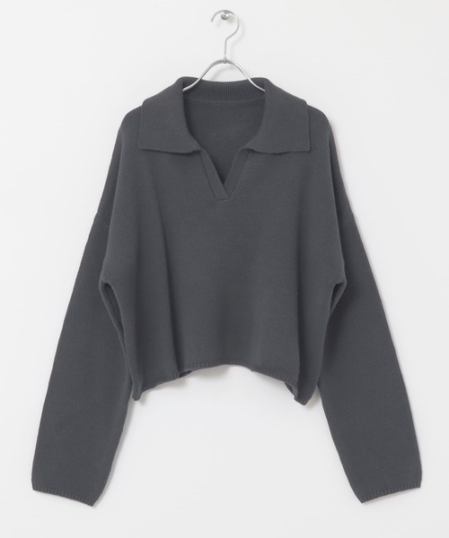 UR Lab.（アーバンリサーチラボ）の「衿付きスキッパーニット（ニット/セーター・レディース・チャコールグレー/ライトグレー/グリーン・FREE）」の11枚目の写真