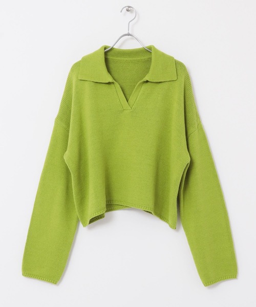 UR Lab.（アーバンリサーチラボ）の「衿付きスキッパーニット（ニット/セーター・レディース・チャコールグレー/ライトグレー/グリーン・FREE）」の12枚目の写真