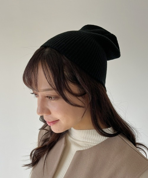 CLEA(クレア)の「リブ編みニット帽/コンフォートビーニー(キャップ・レディース・ベージュ/チャコールグレー/ブラック・FREE)」の10枚目の写真