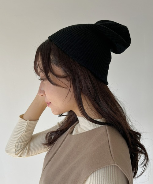 CLEA(クレア)の「リブ編みニット帽/コンフォートビーニー(キャップ・レディース・ベージュ/チャコールグレー/ブラック・FREE)」の11枚目の写真