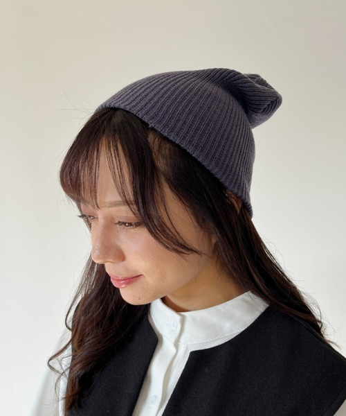CLEA(クレア)の「リブ編みニット帽/コンフォートビーニー(キャップ・レディース・ベージュ/チャコールグレー/ブラック・FREE)」の7枚目の写真
