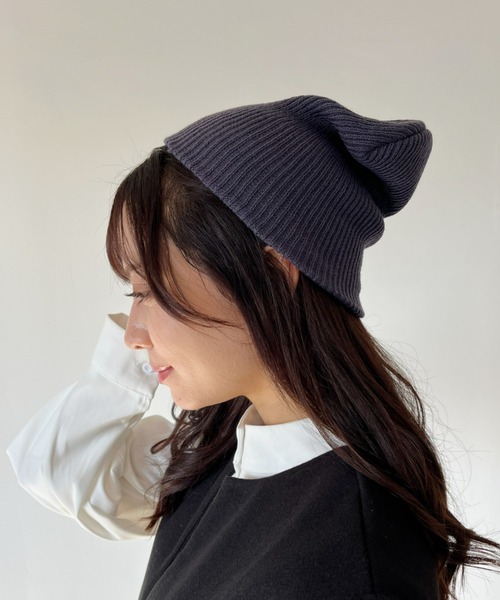 CLEA(クレア)の「リブ編みニット帽/コンフォートビーニー(キャップ・レディース・ベージュ/チャコールグレー/ブラック・FREE)」の8枚目の写真