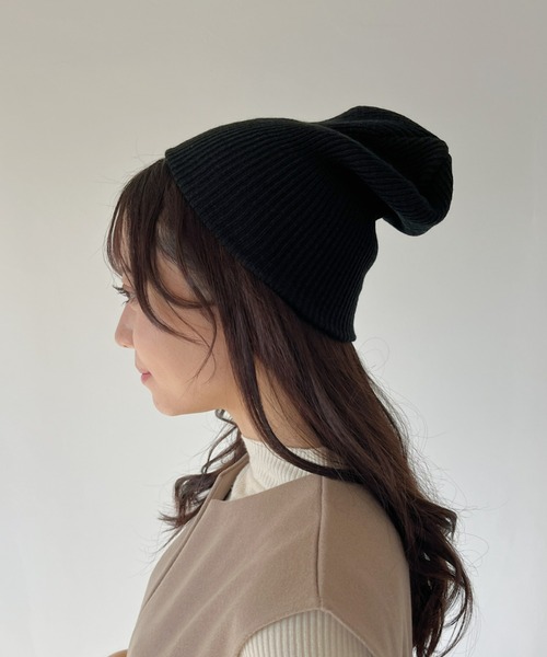 CLEA(クレア)の「リブ編みニット帽/コンフォートビーニー(キャップ・レディース・ベージュ/チャコールグレー/ブラック・FREE)」の12枚目の写真
