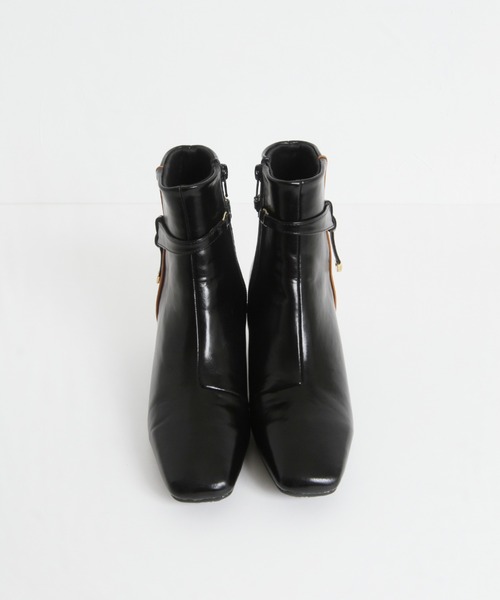 tocco closet(トッコ クローゼット)の「取り外し可能な2WAY結びリボン付き配色ライン入りショートブーツ(ブーツ・レディース・アイボリー/ブラック/ダークブラウン・L/M/S)」の21枚目の写真