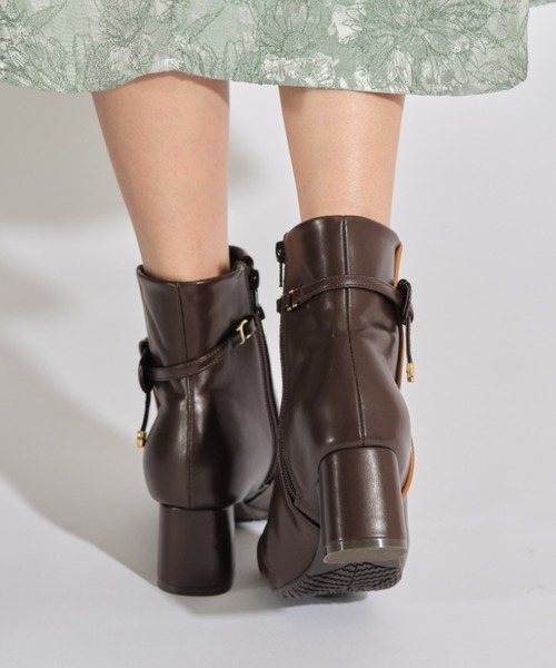 tocco closet(トッコ クローゼット)の「取り外し可能な2WAY結びリボン付き配色ライン入りショートブーツ(ブーツ・レディース・アイボリー/ブラック/ダークブラウン・L/M/S)」の18枚目の写真