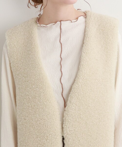 Cutie Blonde（キューティーブロンド）の「◆ボアロングジレ（ベスト・レディース・アイボリー/キャメル・00）」の7枚目の写真