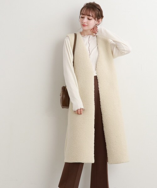 Cutie Blonde（キューティーブロンド）の「◆ボアロングジレ（ベスト・レディース・アイボリー/キャメル・00）」の20枚目の写真