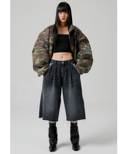ESC STUDIO(イーエスシースタジオ)の「【ESC STUDIO/イーエスシースタジオ】washing denim culotte pants / デニムパンツ ジーンズ ワイドデニム(デニムパンツ・メンズ・ブラック・1/2)」の7枚目の写真