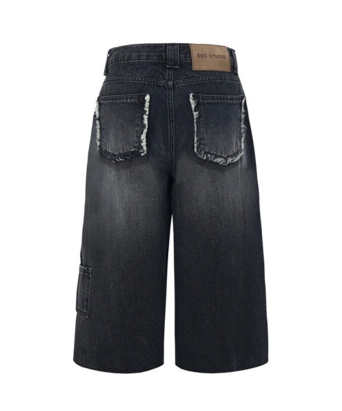 ESC STUDIO(イーエスシースタジオ)の「【ESC STUDIO/イーエスシースタジオ】washing denim culotte pants / デニムパンツ ジーンズ ワイドデニム(デニムパンツ・メンズ・ブラック・1/2)」の13枚目の写真