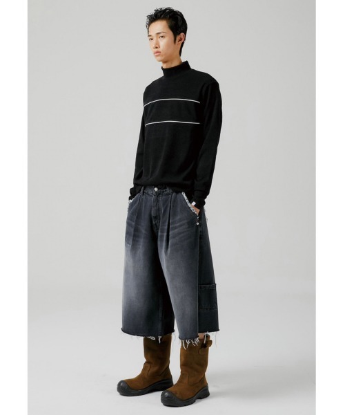 ESC STUDIO(イーエスシースタジオ)の「【ESC STUDIO/イーエスシースタジオ】washing denim culotte pants / デニムパンツ ジーンズ ワイドデニム(デニムパンツ・メンズ・ブラック・1/2)」の12枚目の写真