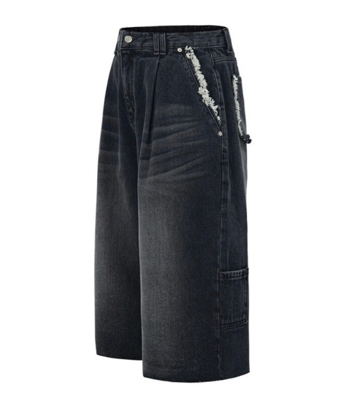ESC STUDIO(イーエスシースタジオ)の「【ESC STUDIO/イーエスシースタジオ】washing denim culotte pants / デニムパンツ ジーンズ ワイドデニム(デニムパンツ・メンズ・ブラック・1/2)」の11枚目の写真