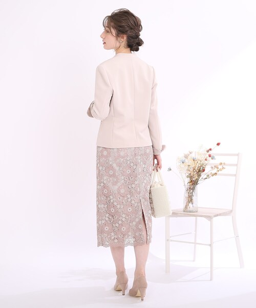 couture brooch（クチュールブローチ）の「◆【セレモニー/オフィスカジュアル】フルールケミカルレーススカート（スカート・レディース・ベビーピンク/サックスブルー/ネイビー・40/38/42）」の14枚目の写真