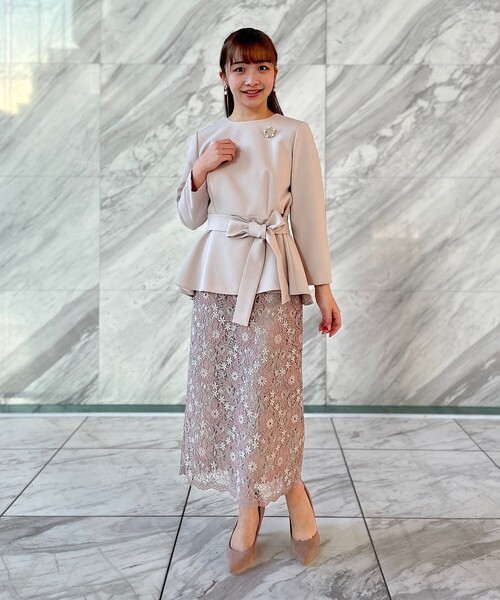 couture brooch（クチュールブローチ）の「◆【セレモニー/オフィスカジュアル】フルールケミカルレーススカート（スカート・レディース・ベビーピンク/サックスブルー/ネイビー・40/38/42）」の8枚目の写真