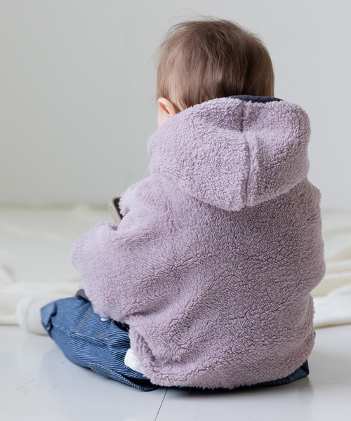 chil2（チルツー）の「ふわもこボアポンチョ（ポンチョ・キッズ・ピンク/オフホワイト/ブラック/ベージュ/カーキ・100cm/90cm/80ｃｍ）」の8枚目の写真