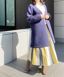 StyleSea | フリルボンディングコート(ノーカラーコート)