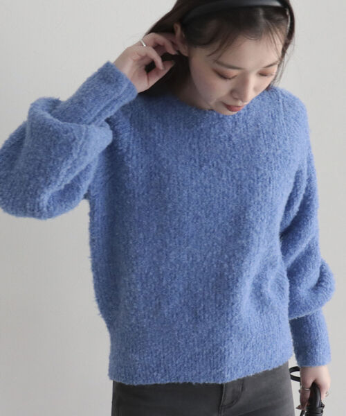 fredy emue（フレディエミュ）の「ふわふわクルーネックニット（ニット/セーター・レディース・オフホワイト/チャコールグレー/ブルー・38）」の21枚目の写真