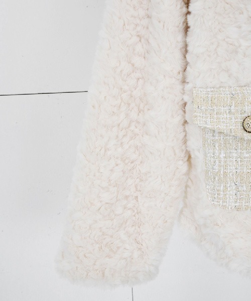 NANING9（ナンニング）の「NANING9 ツイードボアノーカラージャケット（ノーカラージャケット・レディース・クリーム・FREE）」の14枚目の写真