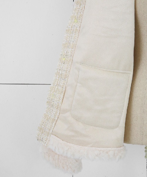 NANING9（ナンニング）の「NANING9 ツイードボアノーカラージャケット（ノーカラージャケット・レディース・クリーム・FREE）」の22枚目の写真