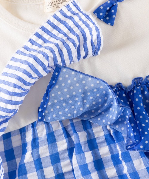 trois lapins kp（トロワラパンケーピー）の「柄切替え半袖Tシャツ(110～160)（Tシャツ/カットソー・キッズ・ブルー・110cm/120cm/130cm/140cm/150cm/160cm）」の3枚目の写真