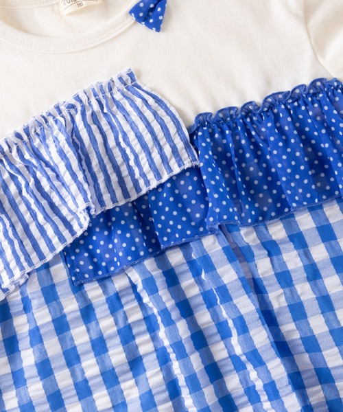 trois lapins kp（トロワラパンケーピー）の「柄切替え半袖Tシャツ(110～160)（Tシャツ/カットソー・キッズ・ブルー・110cm/120cm/130cm/140cm/150cm/160cm）」の2枚目の写真