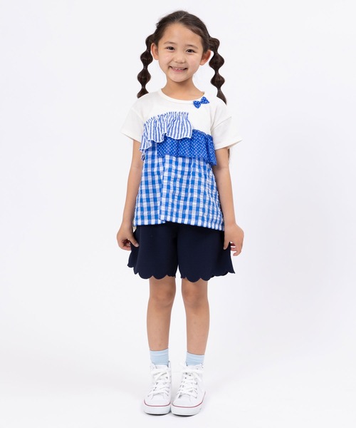 trois lapins kp（トロワラパンケーピー）の「柄切替え半袖Tシャツ(110～160)（Tシャツ/カットソー・キッズ・ブルー・110cm/120cm/130cm/140cm/150cm/160cm）」の9枚目の写真