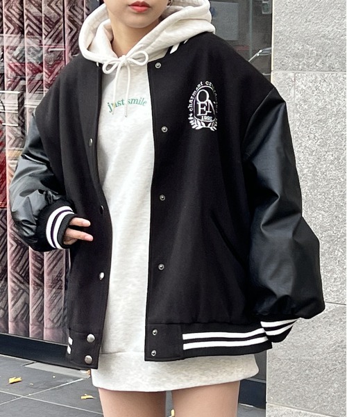 やち様☆バイカラースタジャン ブラック/ホワイト org.jpg