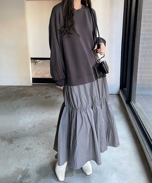 GeeRA(ジーラ)の「前後2WAYスウェットドッキングワンピース(ワンピース・レディース・チャコール/ベージュ/ブラック・MEDIUM/LARGE/X-LARGE/SMALL)」の2枚目の写真