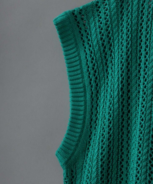 SITRY(シトリー)の「Openwork knitting vest/透かし編み ニットベスト(ベスト・メンズ・ブラック/ベージュ/グリーン・M/L/XL)」の9枚目の写真