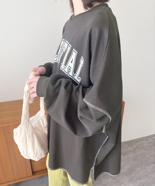 reca(レカ)の「ビッグシルエット裏毛ロゴスウェット(スウェット・レディース・アイボリー/チャコール/グレイッシュベージュ・FREE)」の11枚目の写真