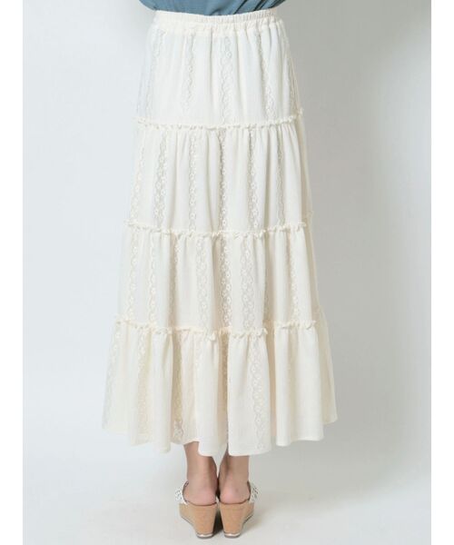 新品✨IENA/Leonie♡レースティアードスカート 【size0】アイボリー merry jenny（メリージェニー）の「スカラップカットレース