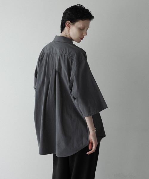 remer(リメール)の「loose soft cotton over shirt / ルーズソフトコットンオーバーシャツ ( half sleeve )(シャツ/ブラウス・メンズ・ブラック/ブルーグレー/グレー・SMALL/MEDIUM/LARGE)」の15枚目の写真