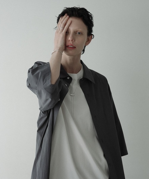 remer(リメール)の「loose soft cotton over shirt / ルーズソフトコットンオーバーシャツ ( half sleeve )(シャツ/ブラウス・メンズ・ブラック/ブルーグレー/グレー・SMALL/MEDIUM/LARGE)」の17枚目の写真