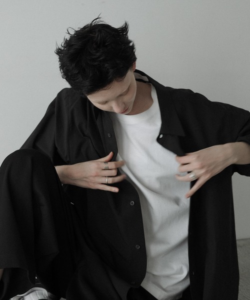 remer(リメール)の「loose soft cotton over shirt / ルーズソフトコットンオーバーシャツ ( half sleeve )(シャツ/ブラウス・メンズ・ブラック/ブルーグレー/グレー・SMALL/MEDIUM/LARGE)」の6枚目の写真