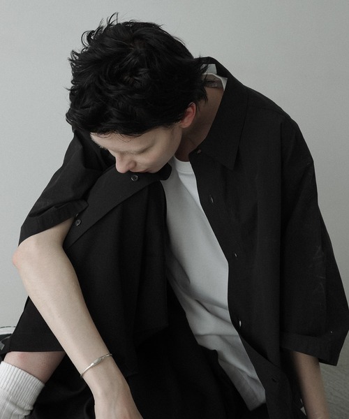 remer(リメール)の「loose soft cotton over shirt / ルーズソフトコットンオーバーシャツ ( half sleeve )(シャツ/ブラウス・メンズ・ブラック/ブルーグレー/グレー・SMALL/MEDIUM/LARGE)」の13枚目の写真