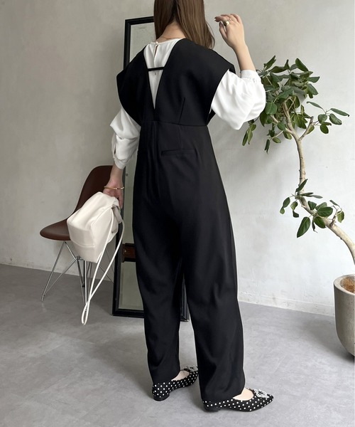 prose verse（プロズヴェール）の「深Vネックオールインワン（つなぎ/オールインワン・レディース・ブラック/ベージュ・ﾌﾘ-）」の20枚目の写真