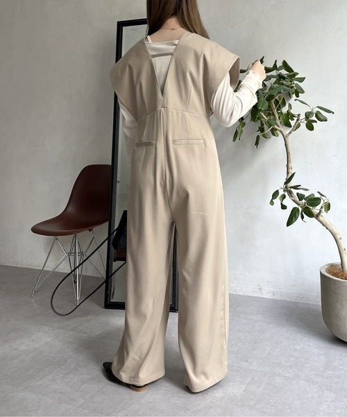 prose verse（プロズヴェール）の「深Vネックオールインワン（つなぎ/オールインワン・レディース・ブラック/ベージュ・ﾌﾘ-）」の12枚目の写真