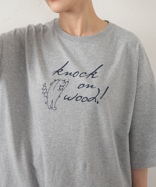 セール】プリントT knock on wood（GRY）（Tシャツ/カットソー