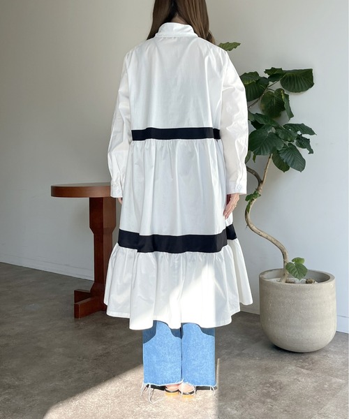 prose verse（プロズヴェール）の「バイカラーティアードシャツワンピース（シャツワンピース・レディース・ブラック/ホワイト・ﾌﾘ-）」の18枚目の写真