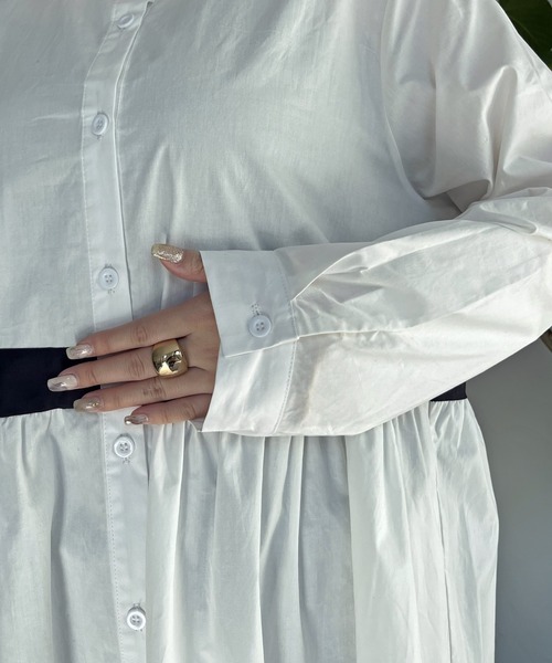 prose verse（プロズヴェール）の「バイカラーティアードシャツワンピース（シャツワンピース・レディース・ブラック/ホワイト・ﾌﾘ-）」の21枚目の写真