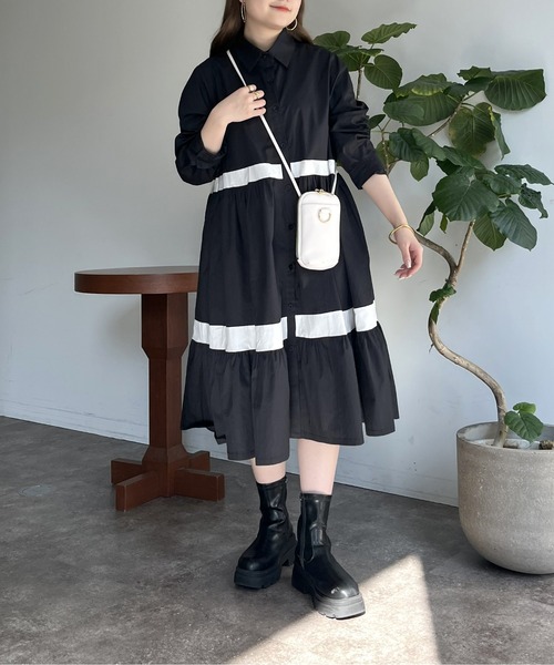 prose verse（プロズヴェール）の「バイカラーティアードシャツワンピース（シャツワンピース・レディース・ブラック/ホワイト・ﾌﾘ-）」の22枚目の写真