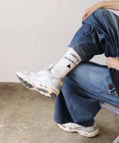 and wander（アンドワンダー）の「and wander/アンドワンダー PE/CO pile socks 靴下 ブランドロゴ（ソックス/靴下・メンズ・ホワイト/ブラック・S/M）」の21枚目の写真