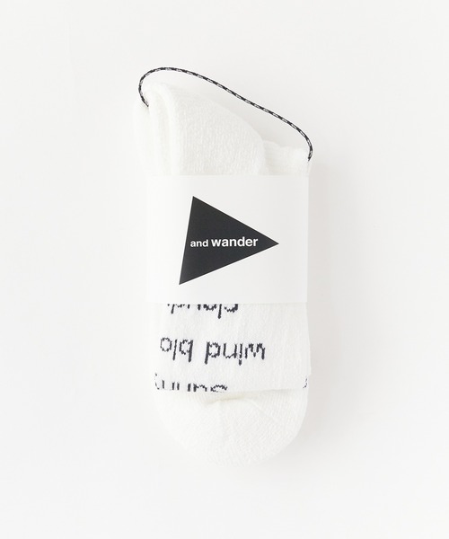 and wander（アンドワンダー）の「and wander/アンドワンダー PE/CO pile socks 靴下 ブランドロゴ（ソックス/靴下・メンズ・ホワイト/ブラック・S/M）」の17枚目の写真