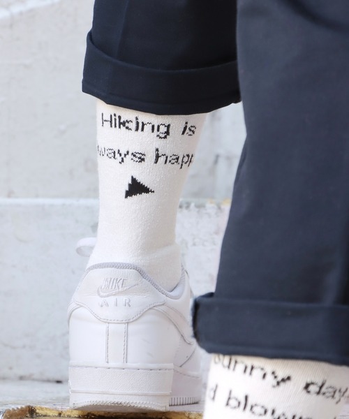 and wander（アンドワンダー）の「and wander/アンドワンダー PE/CO pile socks 靴下 ブランドロゴ（ソックス/靴下・メンズ・ホワイト/ブラック・S/M）」の22枚目の写真