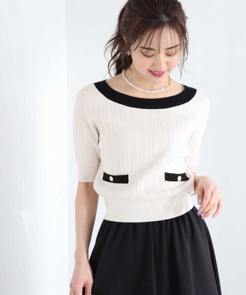 PROPORTION BODY DRESSING(プロポーションボディドレッシング)の「2Wayバイカラーランダムリブニット / 1213170411(ニット/セーター・レディース・ピンク/ブラック/オフホワイト・SMALL/MEDIUM)」の2枚目の写真