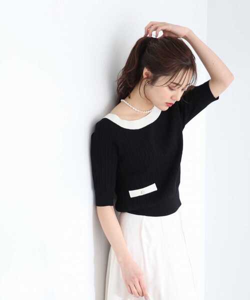 PROPORTION BODY DRESSING(プロポーションボディドレッシング)の「2Wayバイカラーランダムリブニット / 1213170411(ニット/セーター・レディース・ピンク/ブラック/オフホワイト・SMALL/MEDIUM)」の3枚目の写真