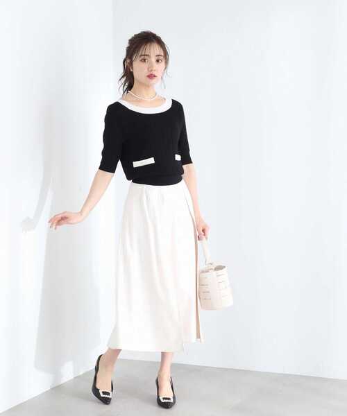 PROPORTION BODY DRESSING(プロポーションボディドレッシング)の「2Wayバイカラーランダムリブニット / 1213170411(ニット/セーター・レディース・ピンク/ブラック/オフホワイト・SMALL/MEDIUM)」の6枚目の写真