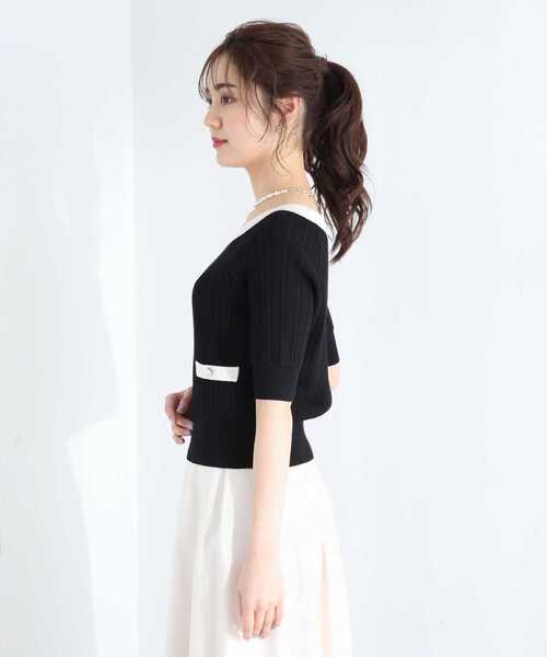 PROPORTION BODY DRESSING(プロポーションボディドレッシング)の「2Wayバイカラーランダムリブニット / 1213170411(ニット/セーター・レディース・ピンク/ブラック/オフホワイト・SMALL/MEDIUM)」の4枚目の写真
