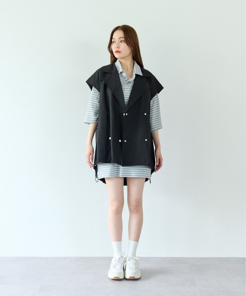 ECRIRE(エクリール)の「旬な装い。ナイロンブレンドオーバーサイズベスト(ミリタリージャケット・レディース・カーキ/ブラック/グレー/オリーブ/ブラウン・M)」の9枚目の写真